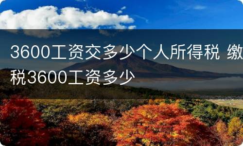 3600工资交多少个人所得税 缴税3600工资多少