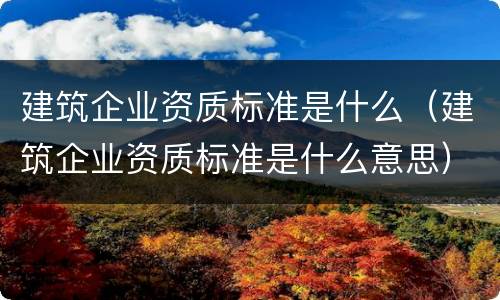 建筑企业资质标准是什么（建筑企业资质标准是什么意思）