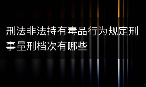 刑法非法持有毒品行为规定刑事量刑档次有哪些