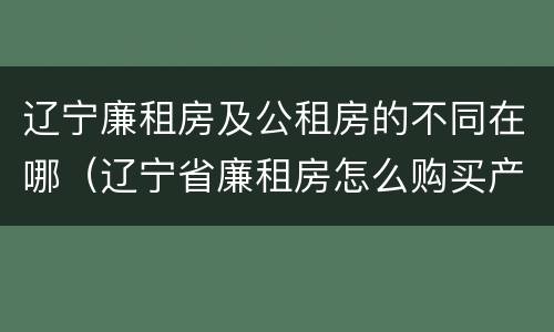 辽宁廉租房及公租房的不同在哪（辽宁省廉租房怎么购买产权）