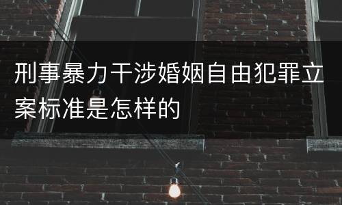 刑事暴力干涉婚姻自由犯罪立案标准是怎样的