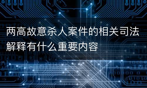 两高故意杀人案件的相关司法解释有什么重要内容