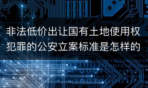 非法低价出让国有土地使用权犯罪的公安立案标准是怎样的