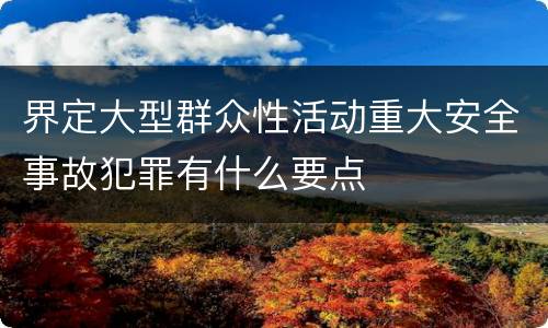 界定大型群众性活动重大安全事故犯罪有什么要点