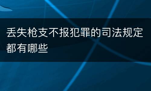 丢失枪支不报犯罪的司法规定都有哪些