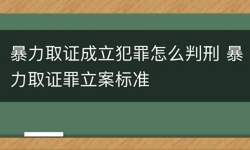 暴力取证成立犯罪怎么判刑 暴力取证罪立案标准