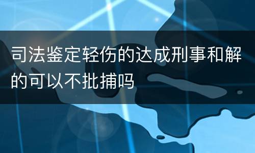 司法鉴定轻伤的达成刑事和解的可以不批捕吗