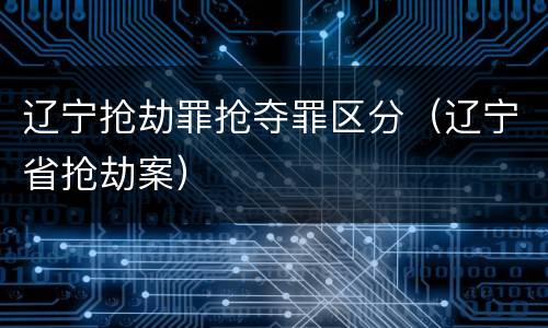 辽宁抢劫罪抢夺罪区分（辽宁省抢劫案）