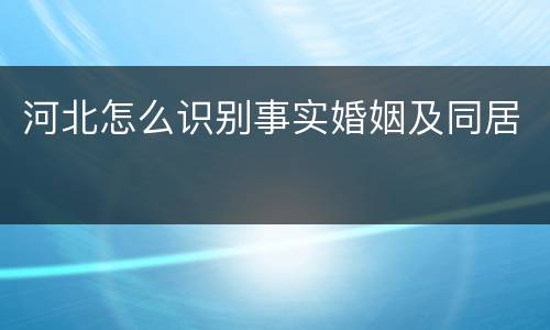河北怎么识别事实婚姻及同居