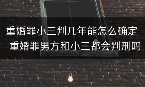 重婚罪小三判几年能怎么确定 重婚罪男方和小三都会判刑吗