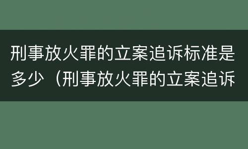 刑事放火罪的立案追诉标准是多少（刑事放火罪的立案追诉标准是多少钱）
