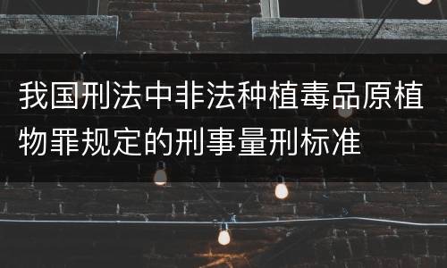 我国刑法中非法种植毒品原植物罪规定的刑事量刑标准