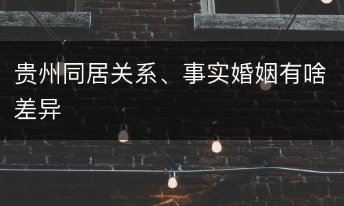 贵州同居关系、事实婚姻有啥差异