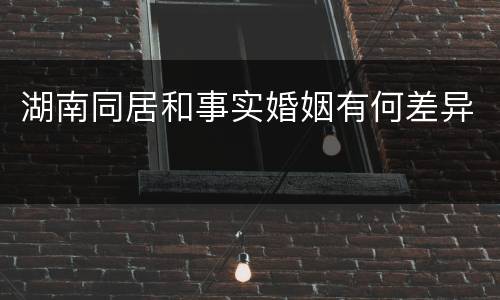 湖南同居和事实婚姻有何差异