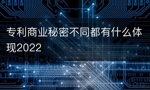 专利商业秘密不同都有什么体现2022