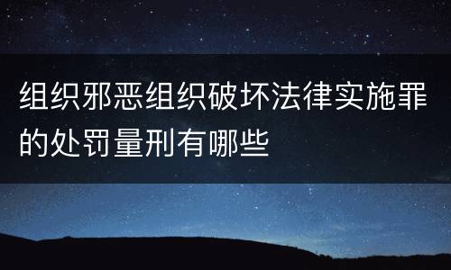 组织邪恶组织破坏法律实施罪的处罚量刑有哪些