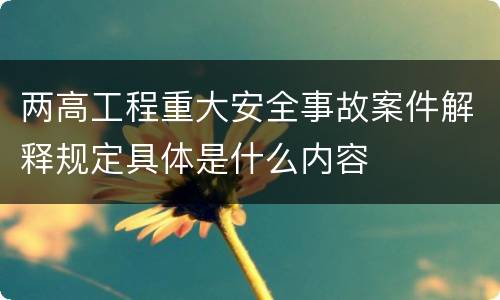 两高工程重大安全事故案件解释规定具体是什么内容