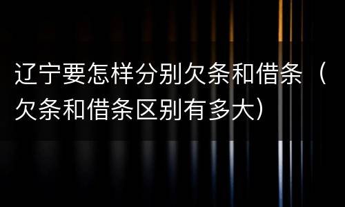 辽宁要怎样分别欠条和借条（欠条和借条区别有多大）