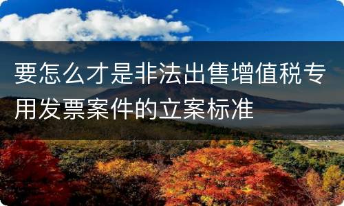 要怎么才是非法出售增值税专用发票案件的立案标准