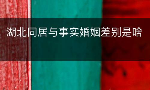 湖北同居与事实婚姻差别是啥