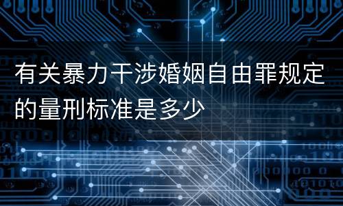 有关暴力干涉婚姻自由罪规定的量刑标准是多少