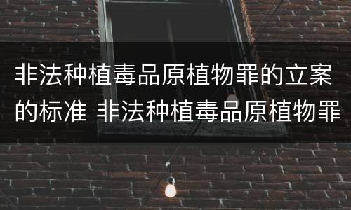 非法种植毒品原植物罪的立案的标准 非法种植毒品原植物罪中的种植行为