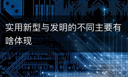实用新型与发明的不同主要有啥体现