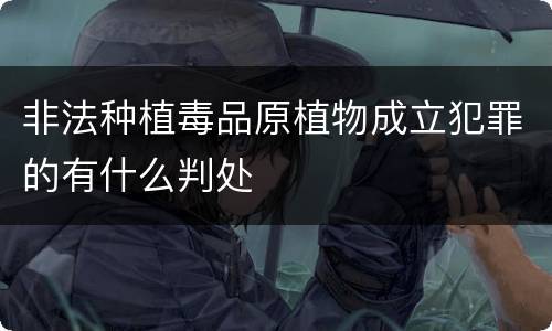 非法种植毒品原植物成立犯罪的有什么判处