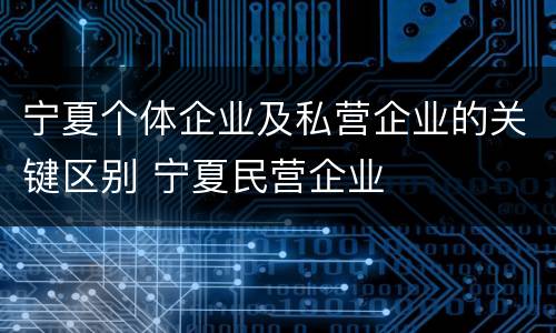 宁夏个体企业及私营企业的关键区别 宁夏民营企业