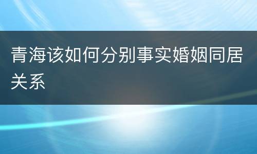 青海该如何分别事实婚姻同居关系