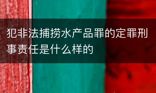 犯非法捕捞水产品罪的定罪刑事责任是什么样的