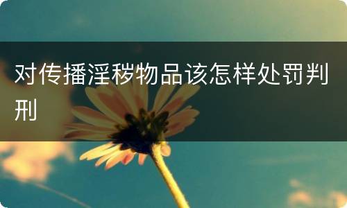 对传播淫秽物品该怎样处罚判刑