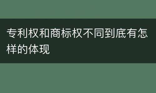 专利权和商标权不同到底有怎样的体现