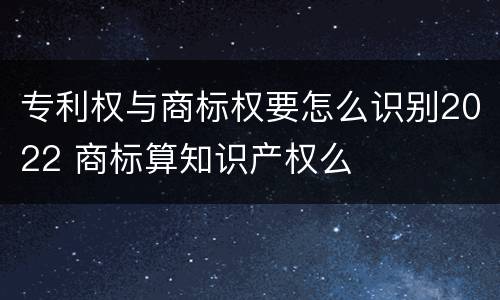 专利权与商标权要怎么识别2022 商标算知识产权么