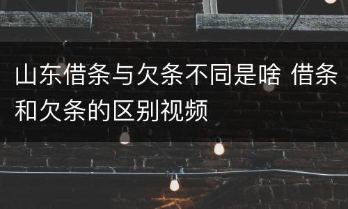 山东借条与欠条不同是啥 借条和欠条的区别视频