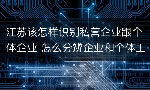 江苏该怎样识别私营企业跟个体企业 怎么分辨企业和个体工商户