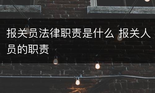 报关员法律职责是什么 报关人员的职责