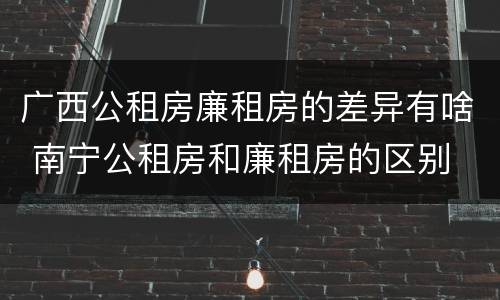 广西公租房廉租房的差异有啥 南宁公租房和廉租房的区别