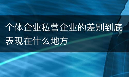 个体企业私营企业的差别到底表现在什么地方