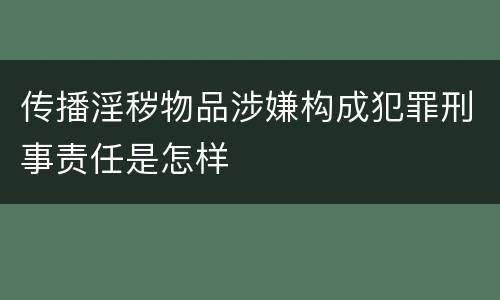 传播淫秽物品涉嫌构成犯罪刑事责任是怎样
