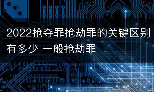 2022抢夺罪抢劫罪的关键区别有多少 一般抢劫罪