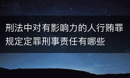 刑法中对有影响力的人行贿罪规定定罪刑事责任有哪些