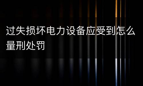 过失损坏电力设备应受到怎么量刑处罚