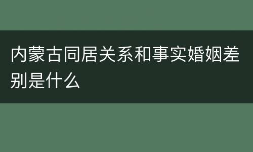 内蒙古同居关系和事实婚姻差别是什么