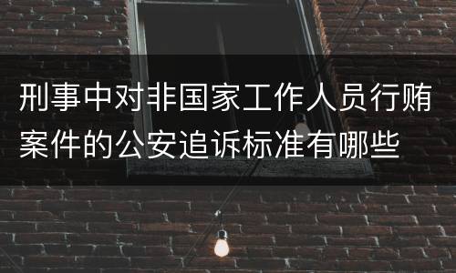 刑事中对非国家工作人员行贿案件的公安追诉标准有哪些