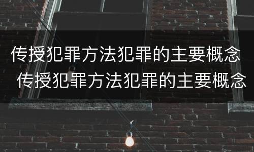 传授犯罪方法犯罪的主要概念 传授犯罪方法犯罪的主要概念是什么