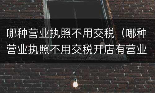 哪种营业执照不用交税（哪种营业执照不用交税开店有营业执照有什么好）