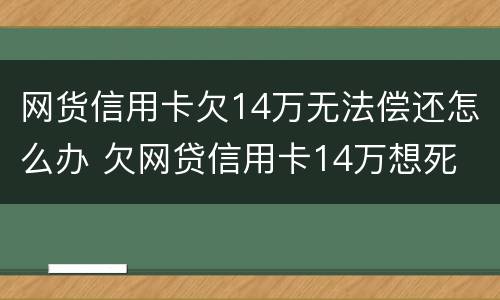 网货信用卡欠14万无法偿还怎么办 欠网贷信用卡14万想死
