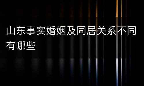 山东事实婚姻及同居关系不同有哪些