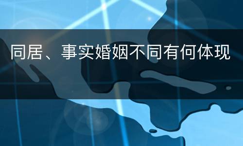 同居、事实婚姻不同有何体现